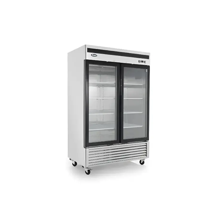 فريزر بانكول رأسي 2 باب زجاج 50 قدم - ستيل MCF8703 فريزر بانكول