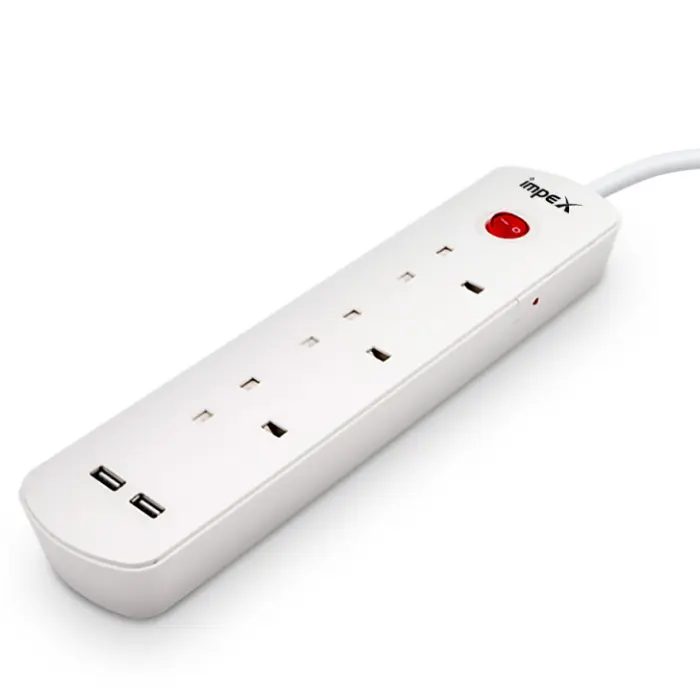 مشترك كهرباء 3 عين امبكس 2 منفذ USB - أبيض Ps 7403 مشترك كهرباء