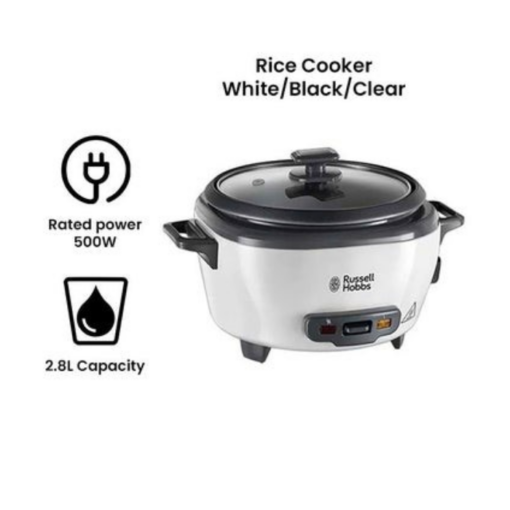 جهاز طبخ الرز كهرباء روسيل هوبس - 500 وات - 2.8 لتر- أبيض