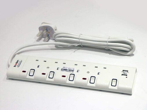 توصيله كهربائيه كولين 3 متر 3 مخارج - 2 USB - أبيض