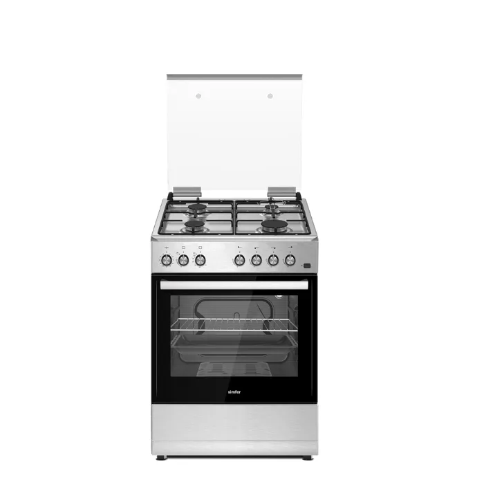فرن غاز سيمفر 4 عيون 60*60 سم - ستيل - تركي F6402SGRIM-SMF01 فرن غاز