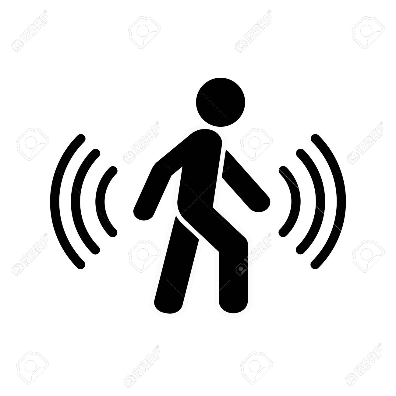 Motion Sensor Icon. Editable Line Vector. Walking Man Symbol With Motion Sensor Waves Signal. Single Pictogram. Royalty Free SVG, Cliparts, Vectors, and Stock Illustration. Image 203176323.